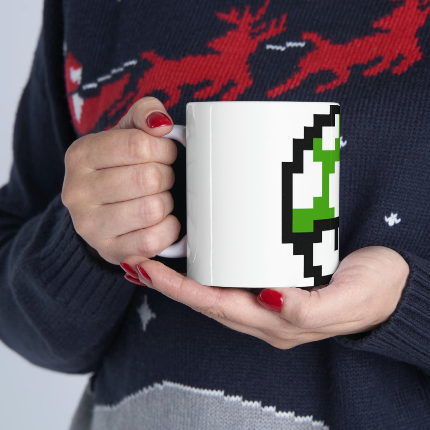 Mushroom 1UP 8 Bit Retro Ceramic Mug 11oz