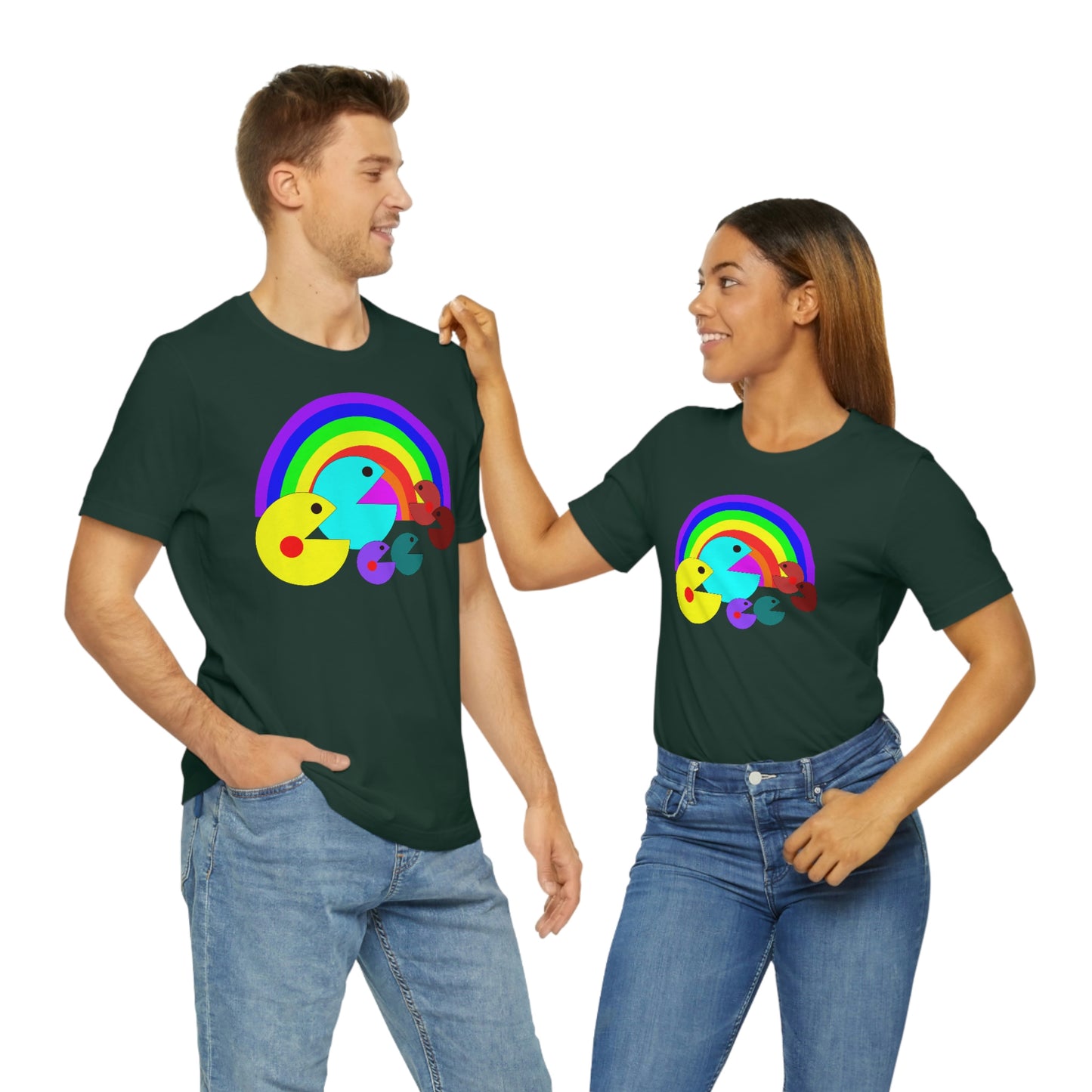 Pac Man Style Rainbow Unisex Jersey Short Sleeve Tee