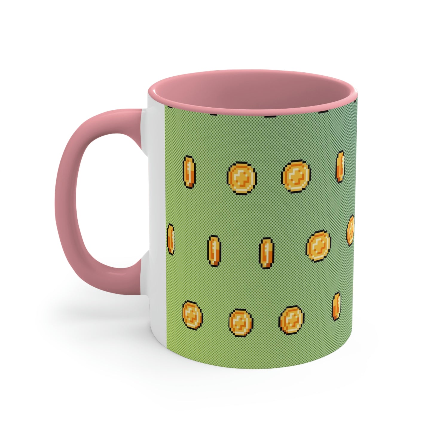 Video Game Style Retro Coins Accent Coffee Mug, 11oz