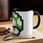 Mushroom 8 Bit Style 1UP Green Accent Coffee Mug, 11oz