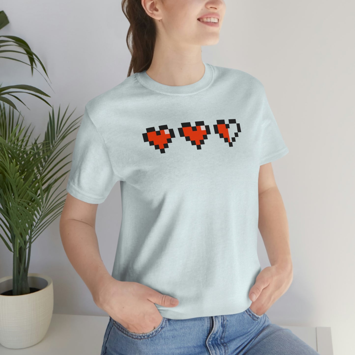 Hearts 2 1/2 8 Bit Style Unisex Jersey Short Sleeve Tee