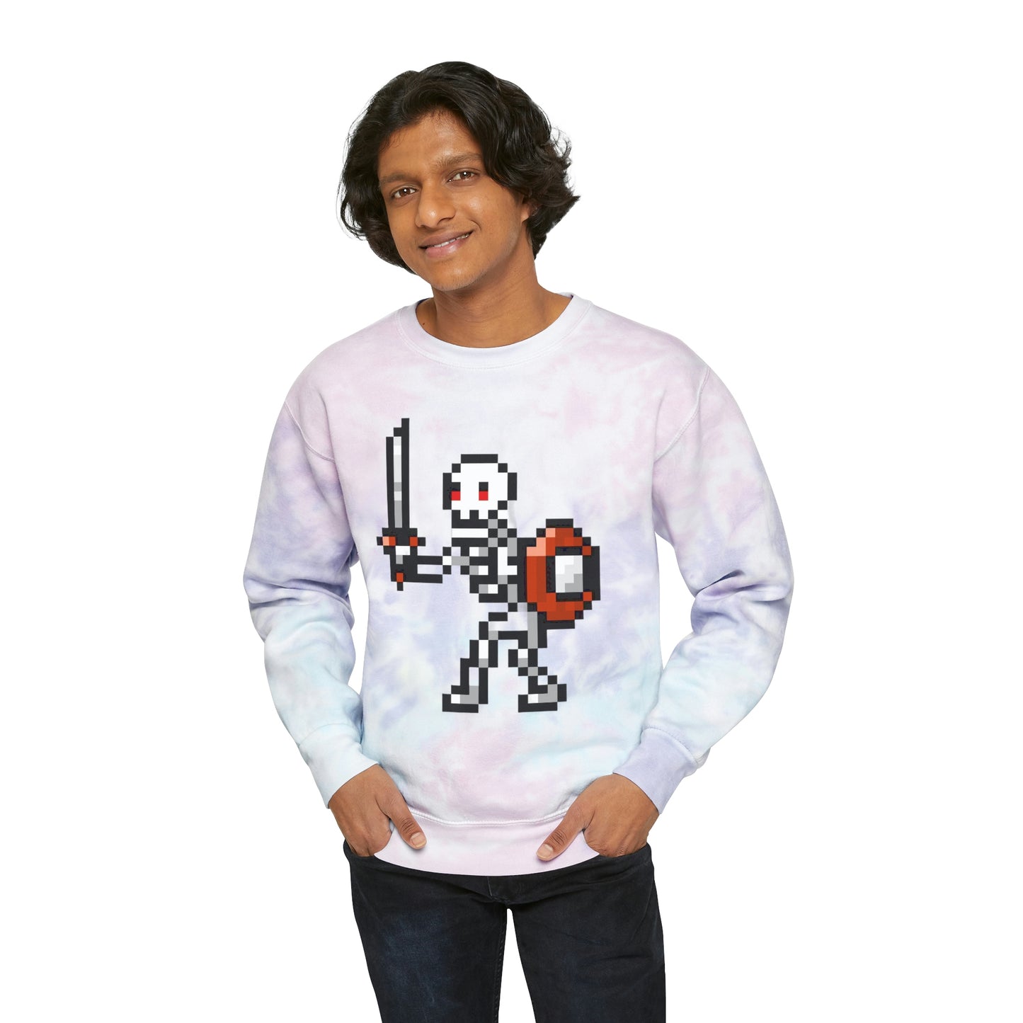 Skeleton 8 Bit Retro Style Unisex Tie-Dye Sweatshirt