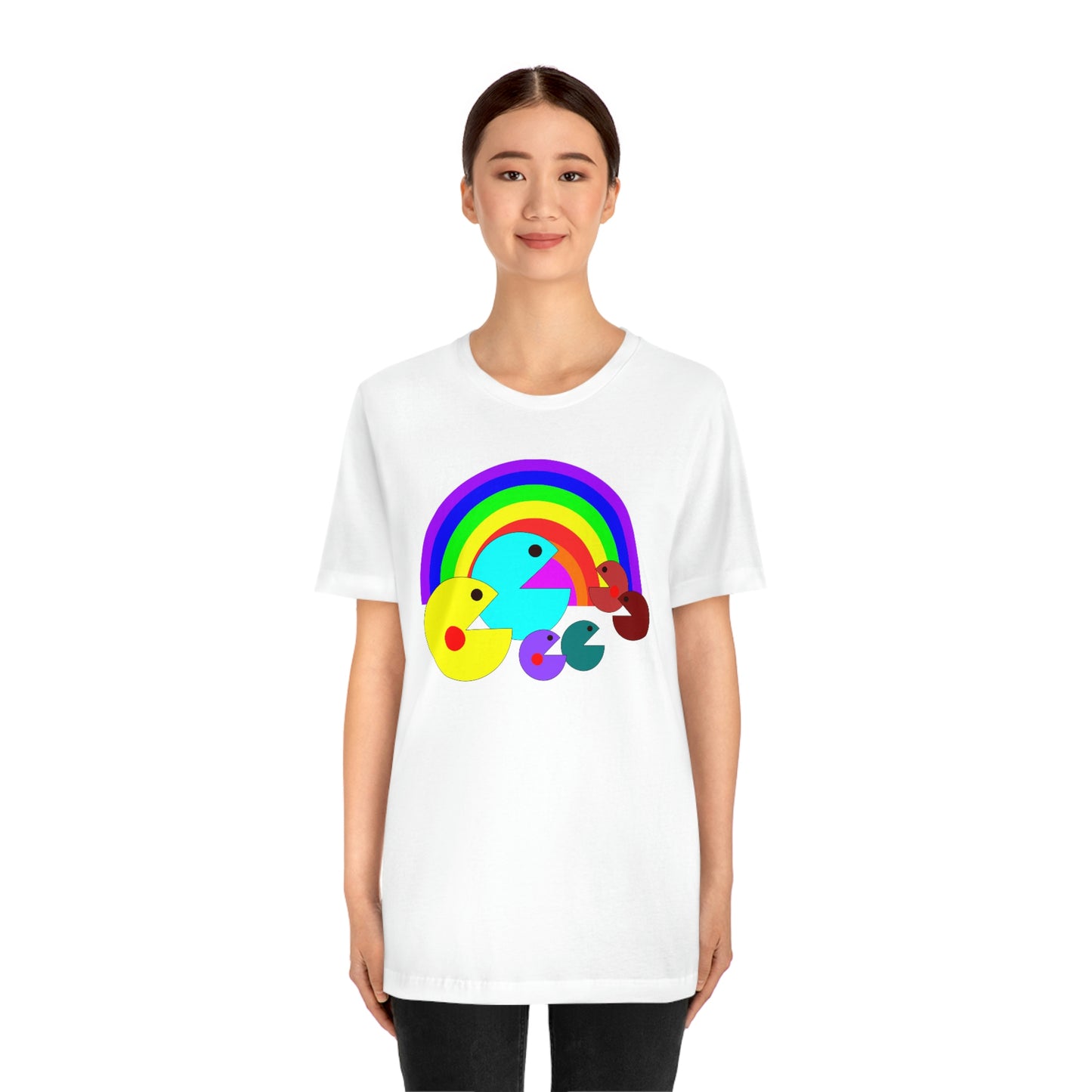 Pac Man Style Rainbow Unisex Jersey Short Sleeve Tee