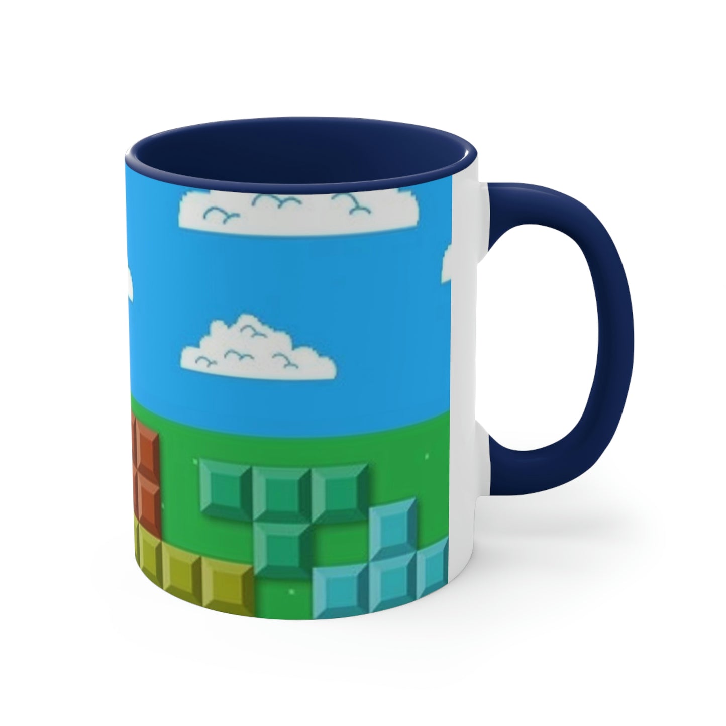 Video Game Tetris Style Scenic Background Accent Coffee Mug, 11oz