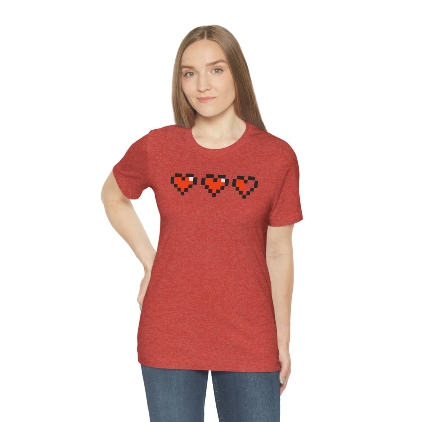 Hearts 2 1/2 8 Bit Style Unisex Jersey Short Sleeve Tee