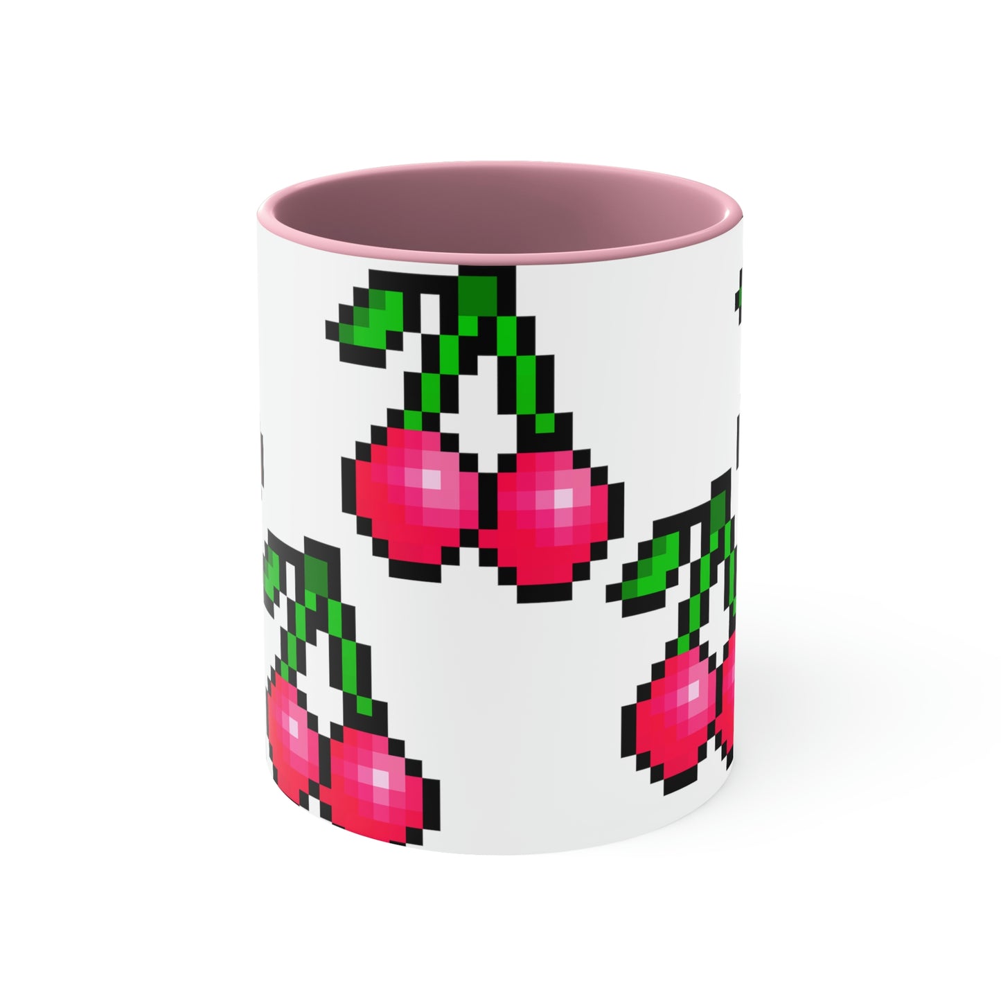 Retro 8 Bit Cherries Accent Coffee Mug, 11oz