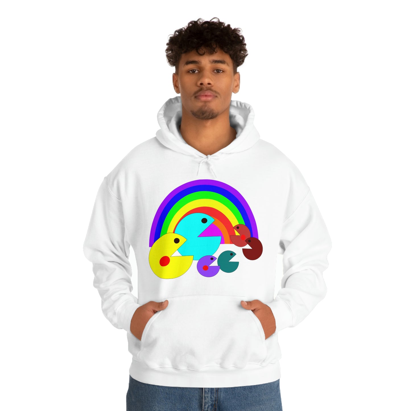 Pac Man Style Ranbow Unisex Hooded Sweatshirt