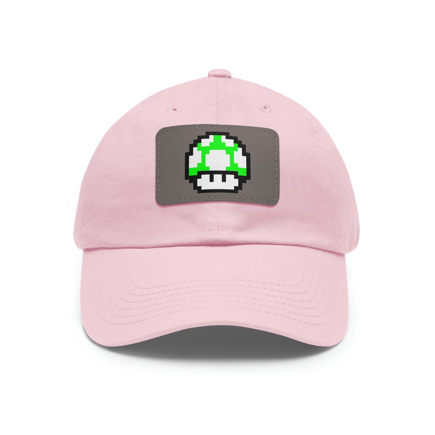 Mushroom 1 UP 8 Bit Style Dad Hat with Leather Patch