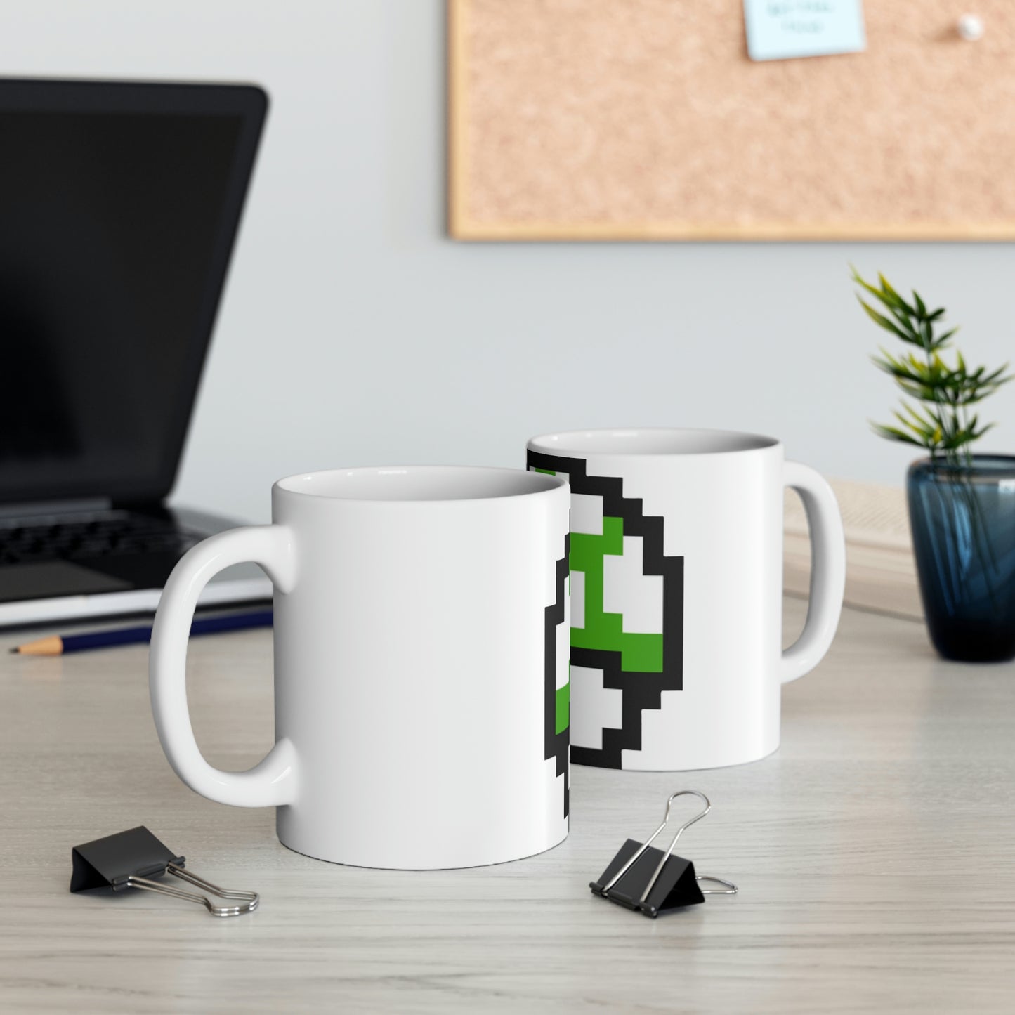 Mushroom 1UP 8 Bit Retro Ceramic Mug 11oz