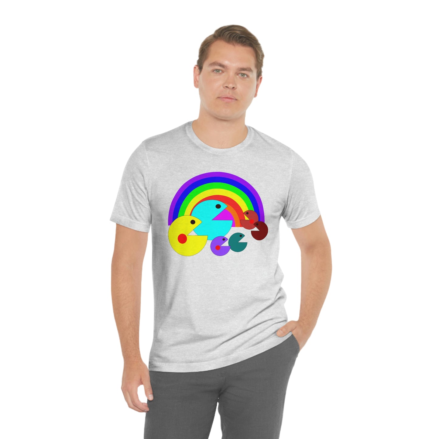 Pac Man Style Rainbow Unisex Jersey Short Sleeve Tee