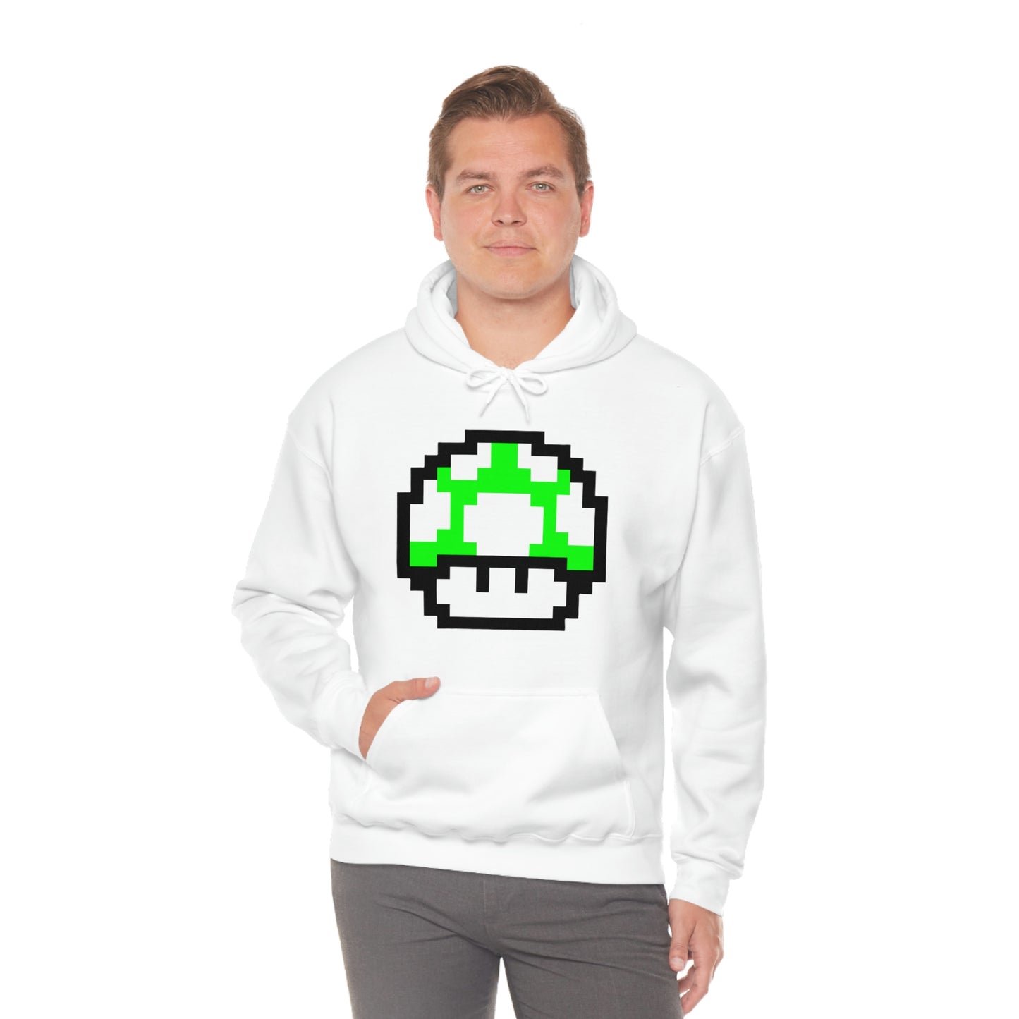 Mushroom 1UP 8 Bit Retro Style Unisex Hooded Sweatshirt