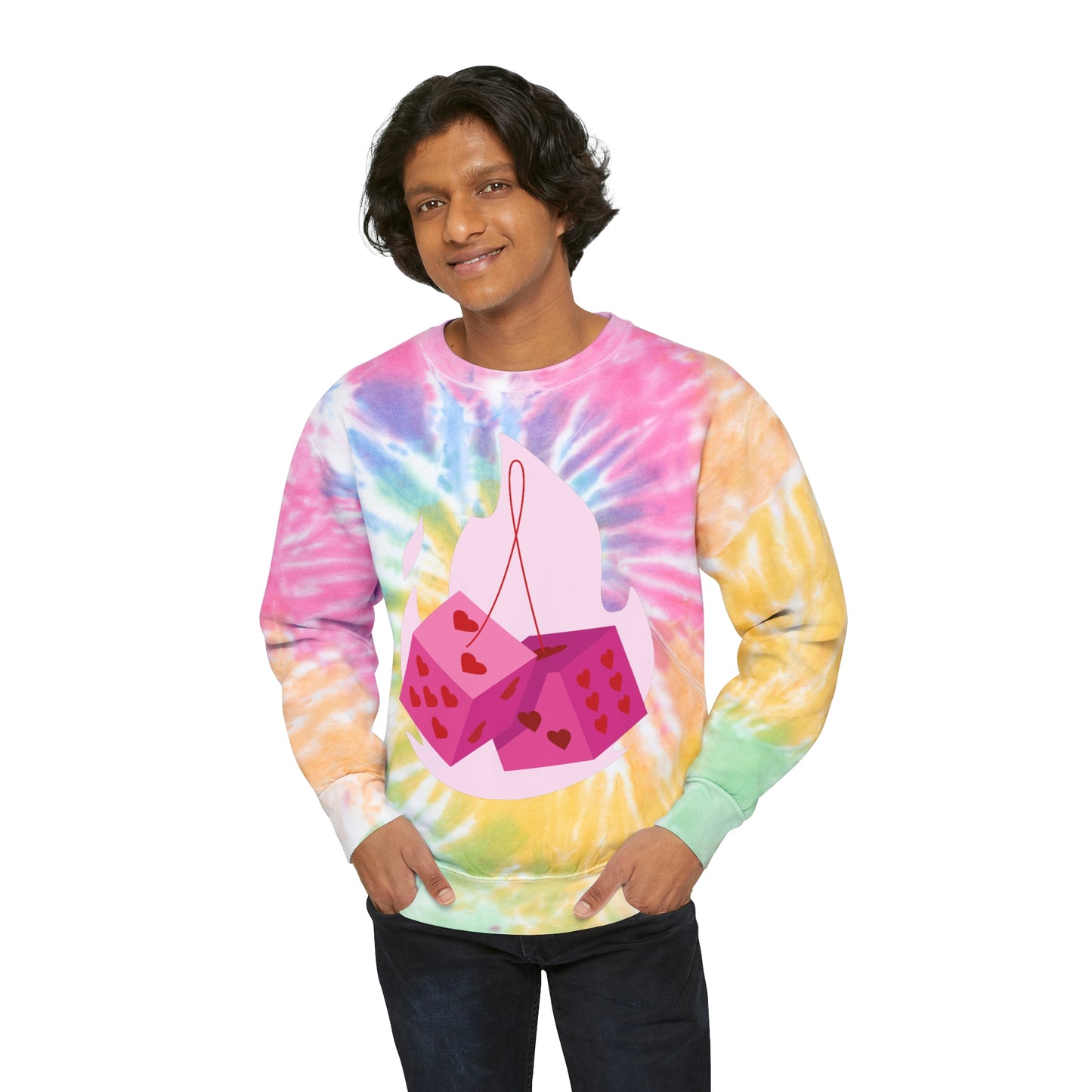 Dice Hearts Style Unisex Tie-Dye Sweatshirt