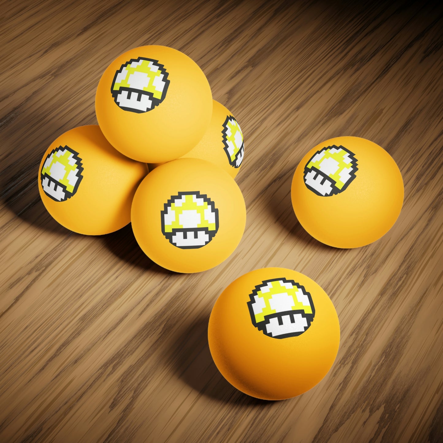 Yellow Mushroom 8 Bit Style Ping Pong Balls, 6 pcs