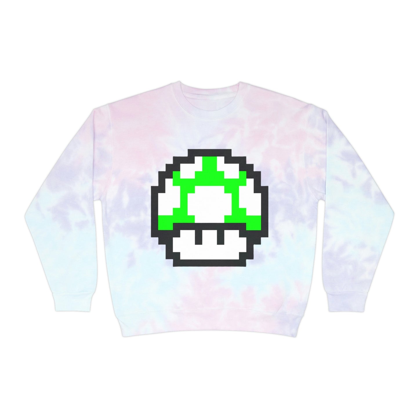 Mushroom 1UP 8 Bit Style Unisex Tie-Dye Sweatshirt