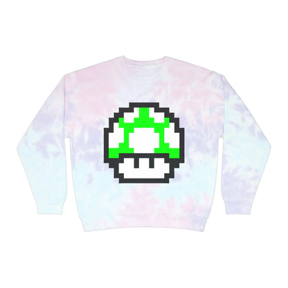 Mushroom 1UP 8 Bit Style Unisex Tie-Dye Sweatshirt