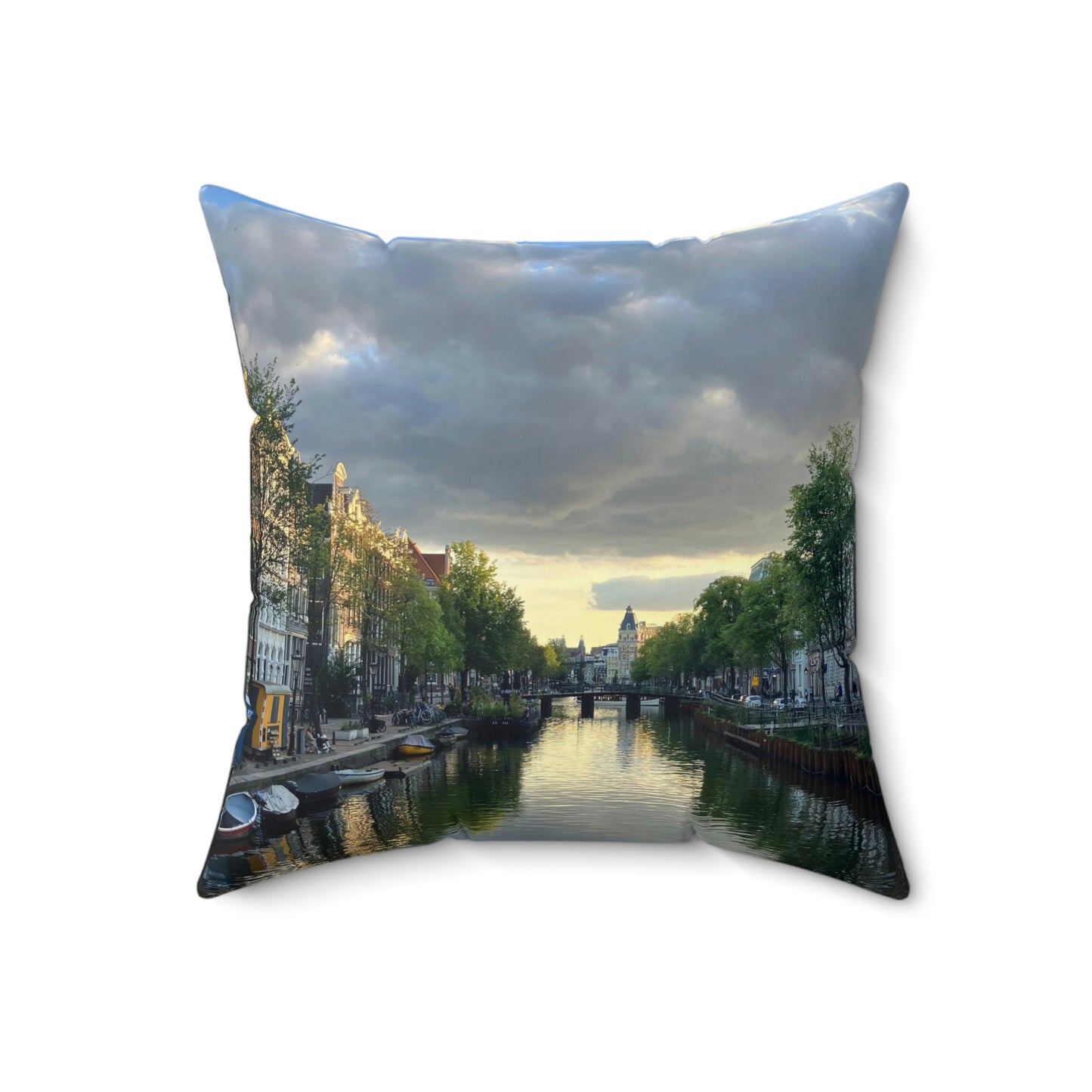 Amsterdam Canals Spun Polyester Square Pillow