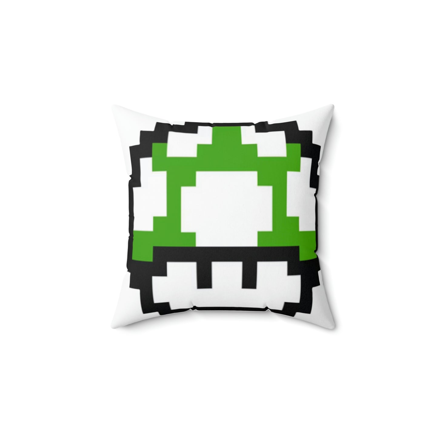 Retro Red & Green 8 Bit Mushrooms Spun Polyester Square Pillow