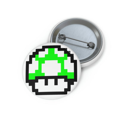 Mushroom 1 UP 8 Bit Style Custom Pin Buttons