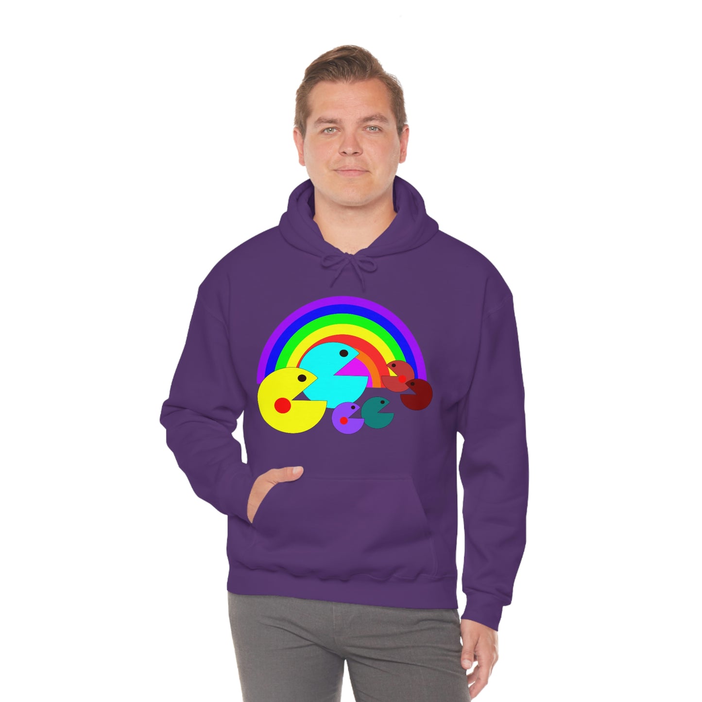 Pac Man Style Ranbow Unisex Hooded Sweatshirt