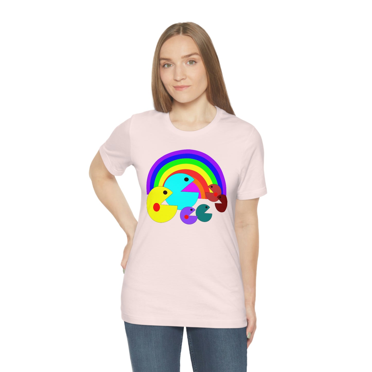 Pac Man Style Rainbow Unisex Jersey Short Sleeve Tee