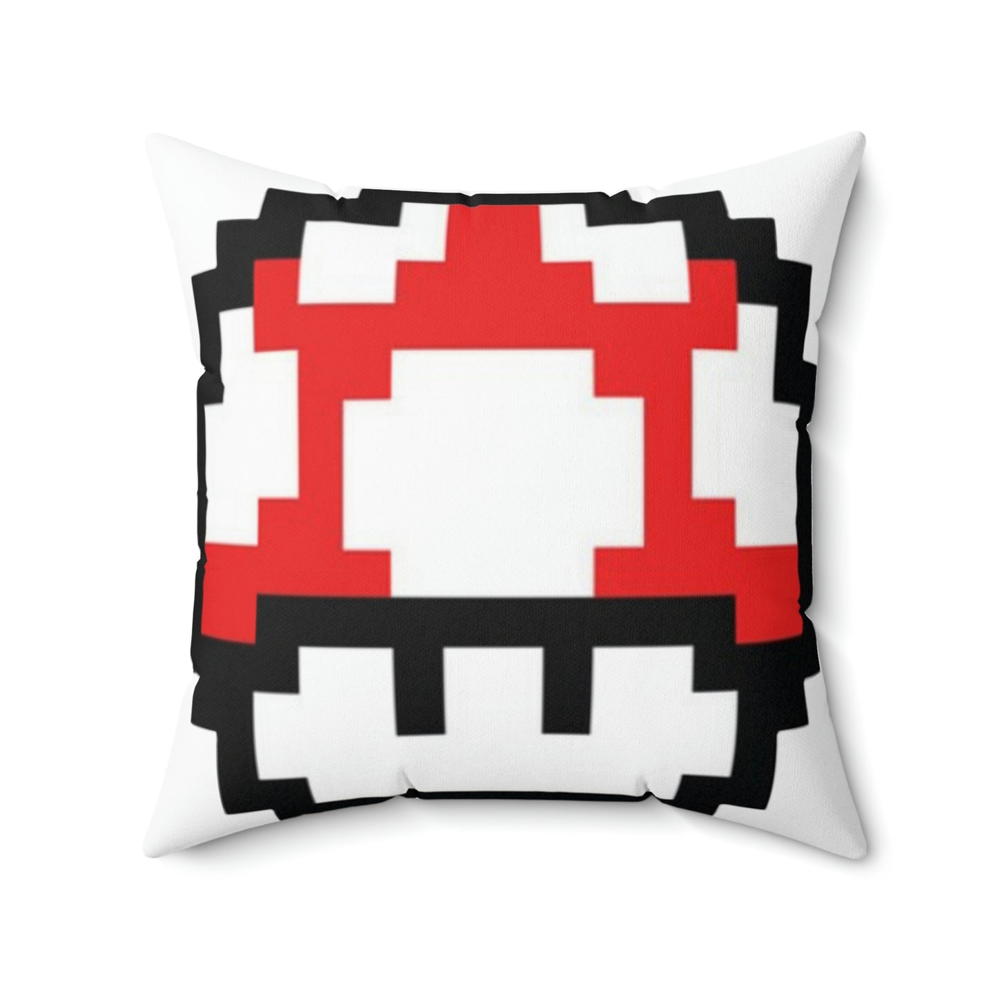 Retro Red & Green 8 Bit Mushrooms Spun Polyester Square Pillow