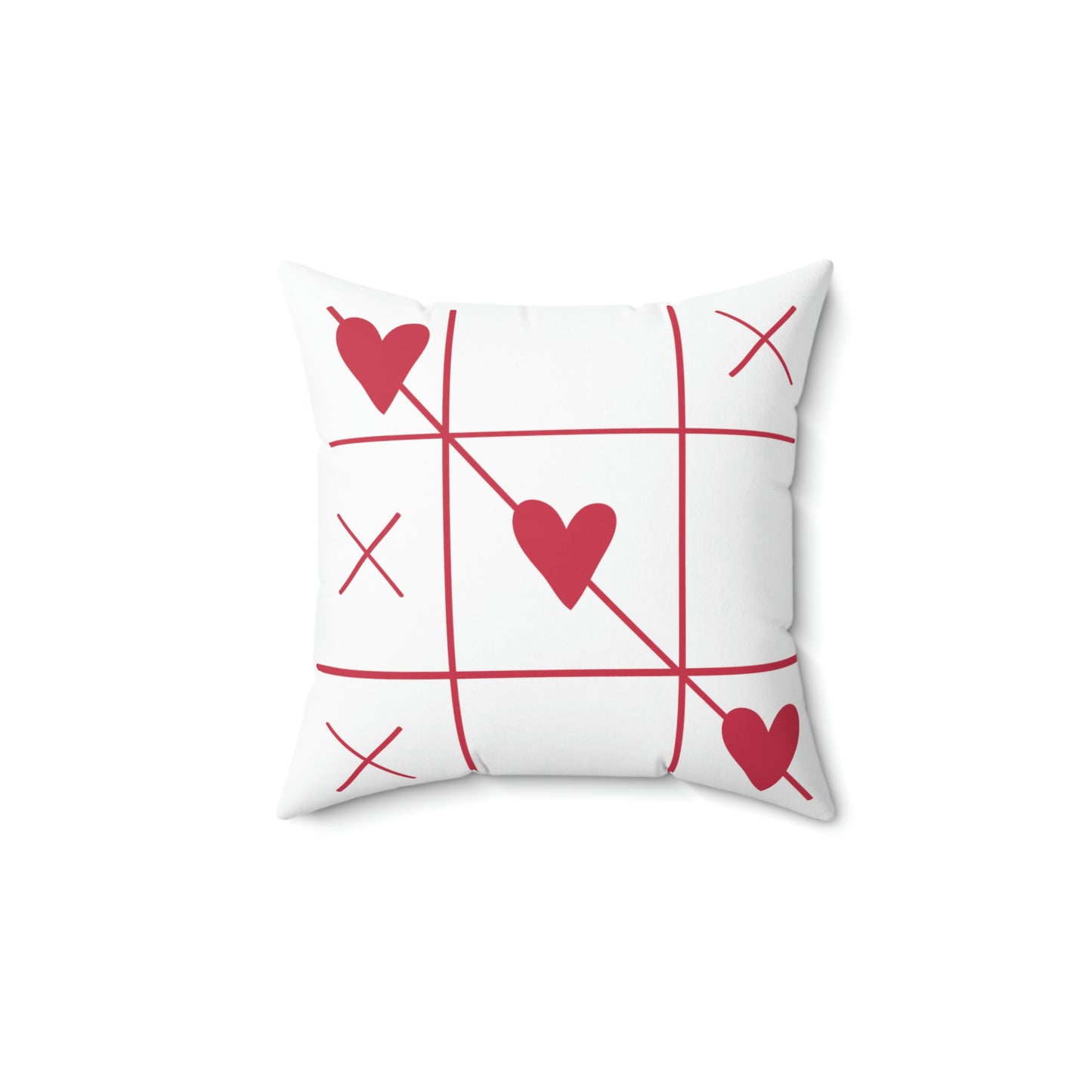 Valentine’s Day Tic Tac Toe Spun Polyester Square Pillow