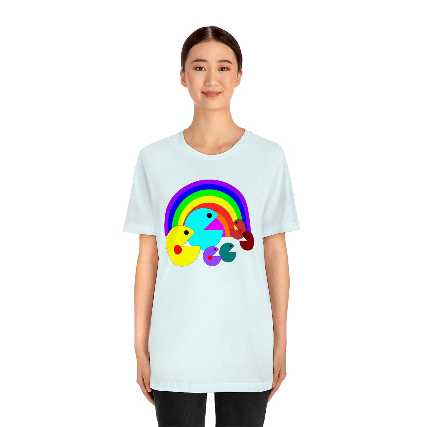 Pac Man Style Rainbow Unisex Jersey Short Sleeve Tee