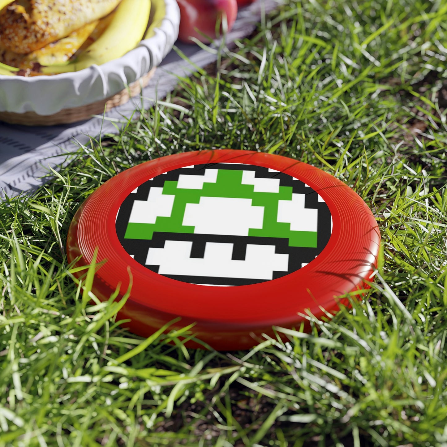 Green 8 Bit Style Mushroom Wham-O Frisbee