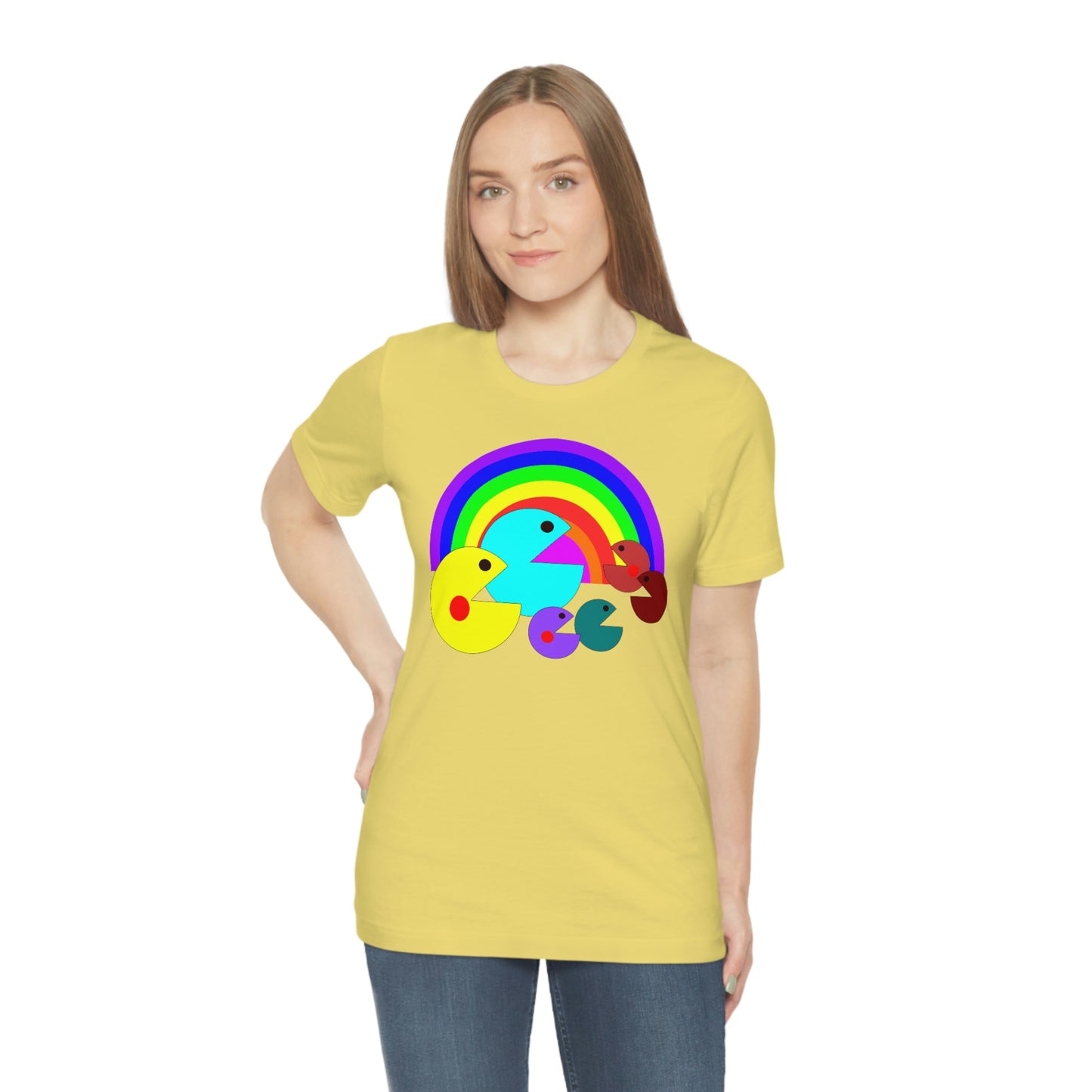 Pac Man Style Rainbow Unisex Jersey Short Sleeve Tee