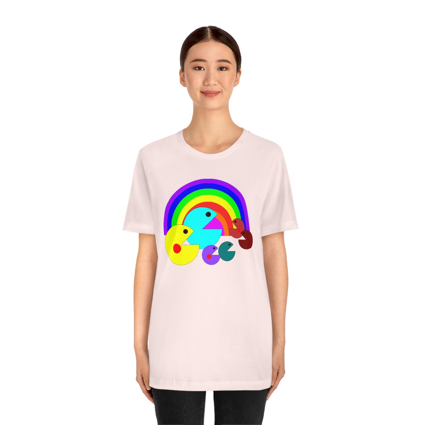 Pac Man Style Rainbow Unisex Jersey Short Sleeve Tee