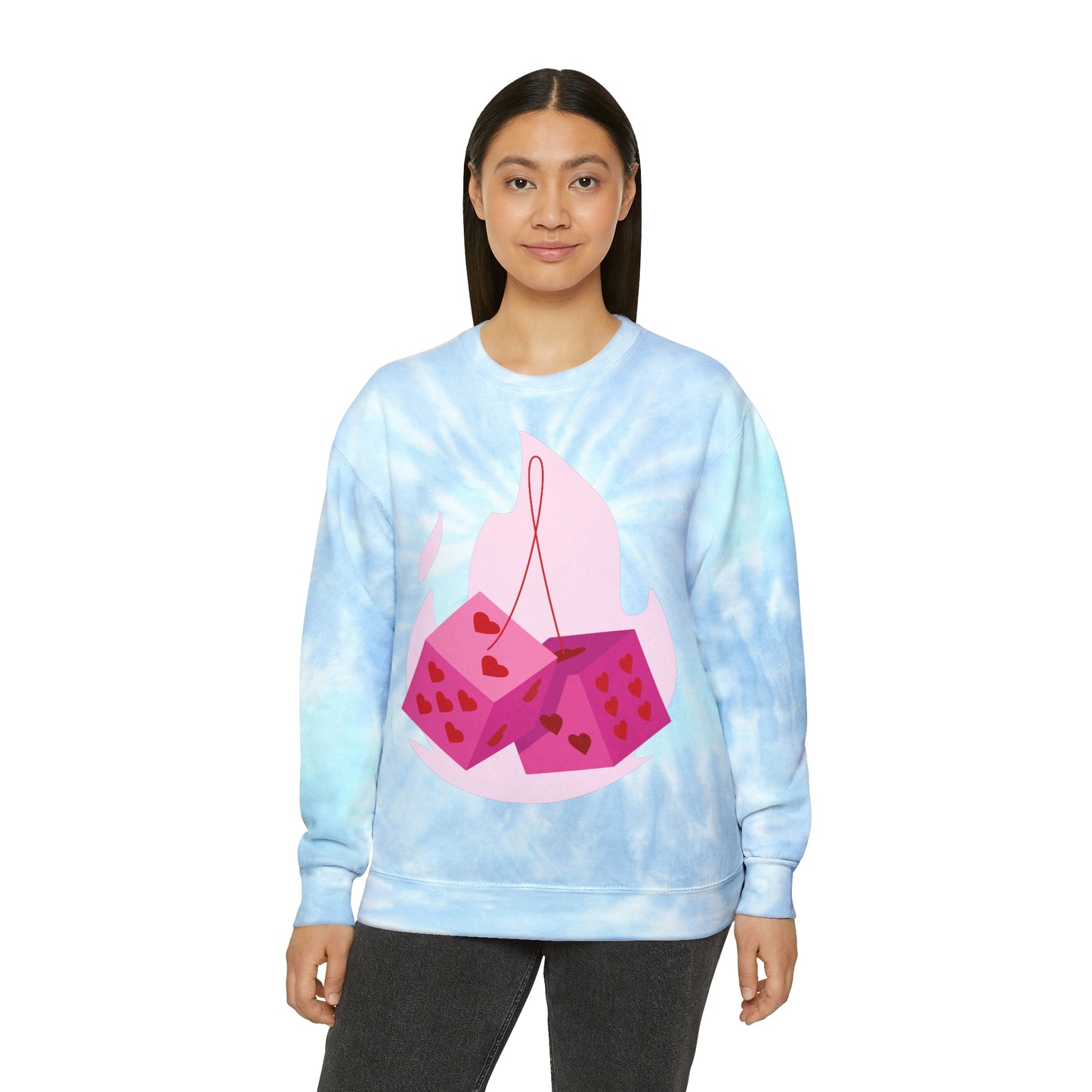 Dice Hearts Style Unisex Tie-Dye Sweatshirt