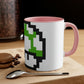 Mushroom 8 Bit Style 1UP Green Accent Coffee Mug, 11oz