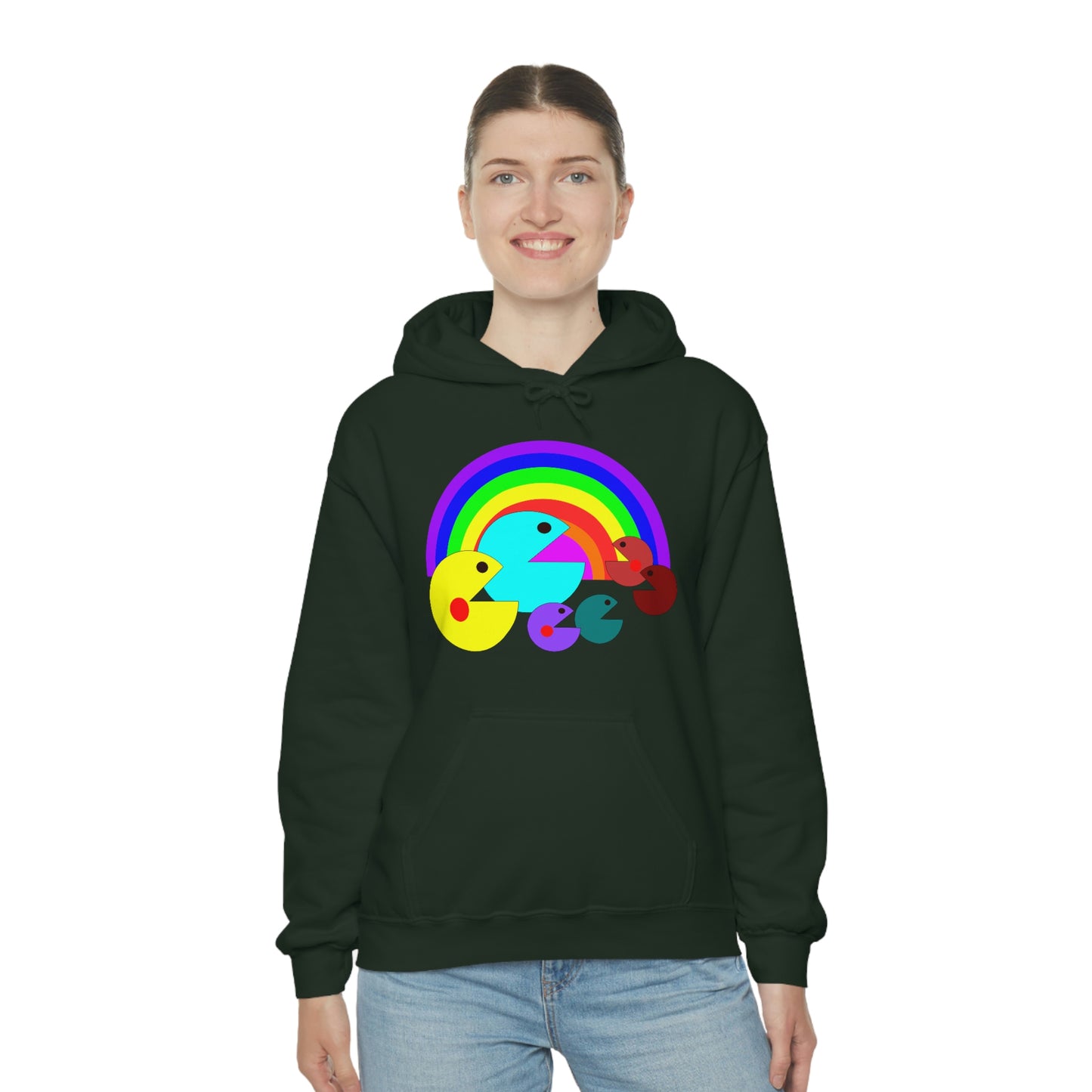 Pac Man Style Ranbow Unisex Hooded Sweatshirt