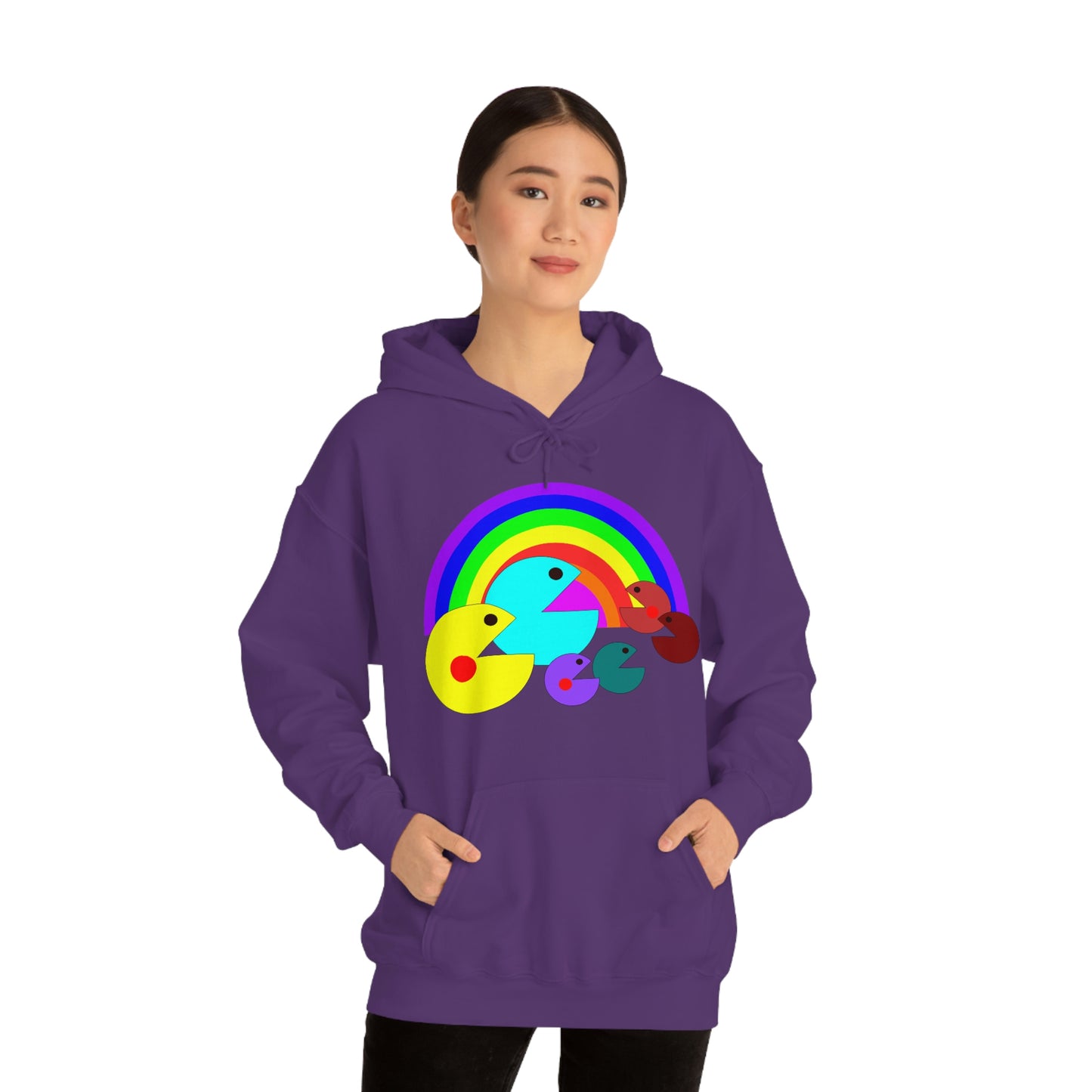 Pac Man Style Ranbow Unisex Hooded Sweatshirt