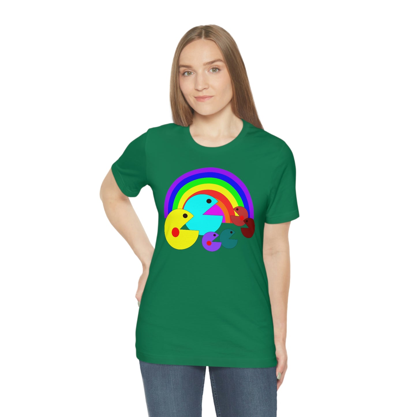 Pac Man Style Rainbow Unisex Jersey Short Sleeve Tee