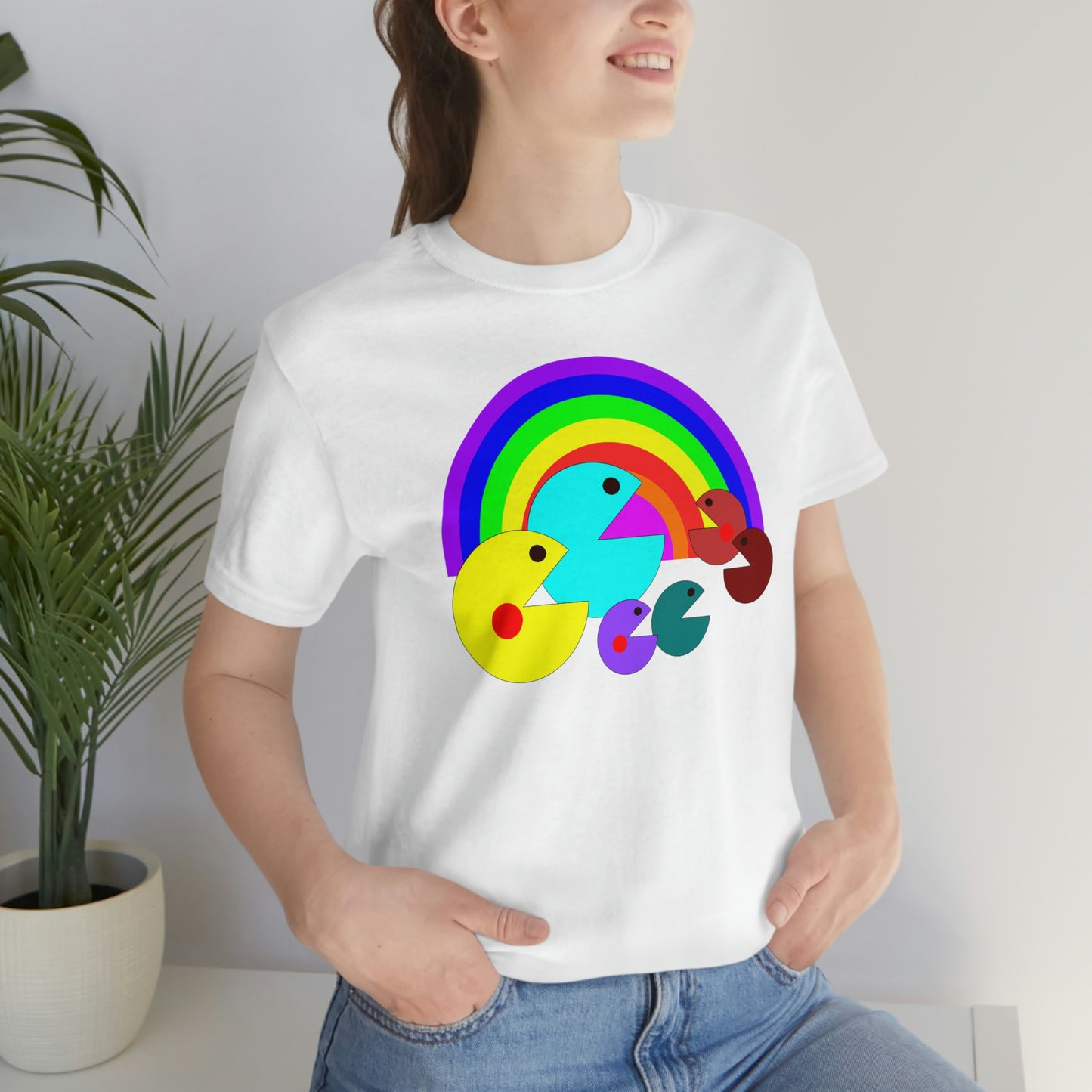 Pac Man Style Rainbow Unisex Jersey Short Sleeve Tee