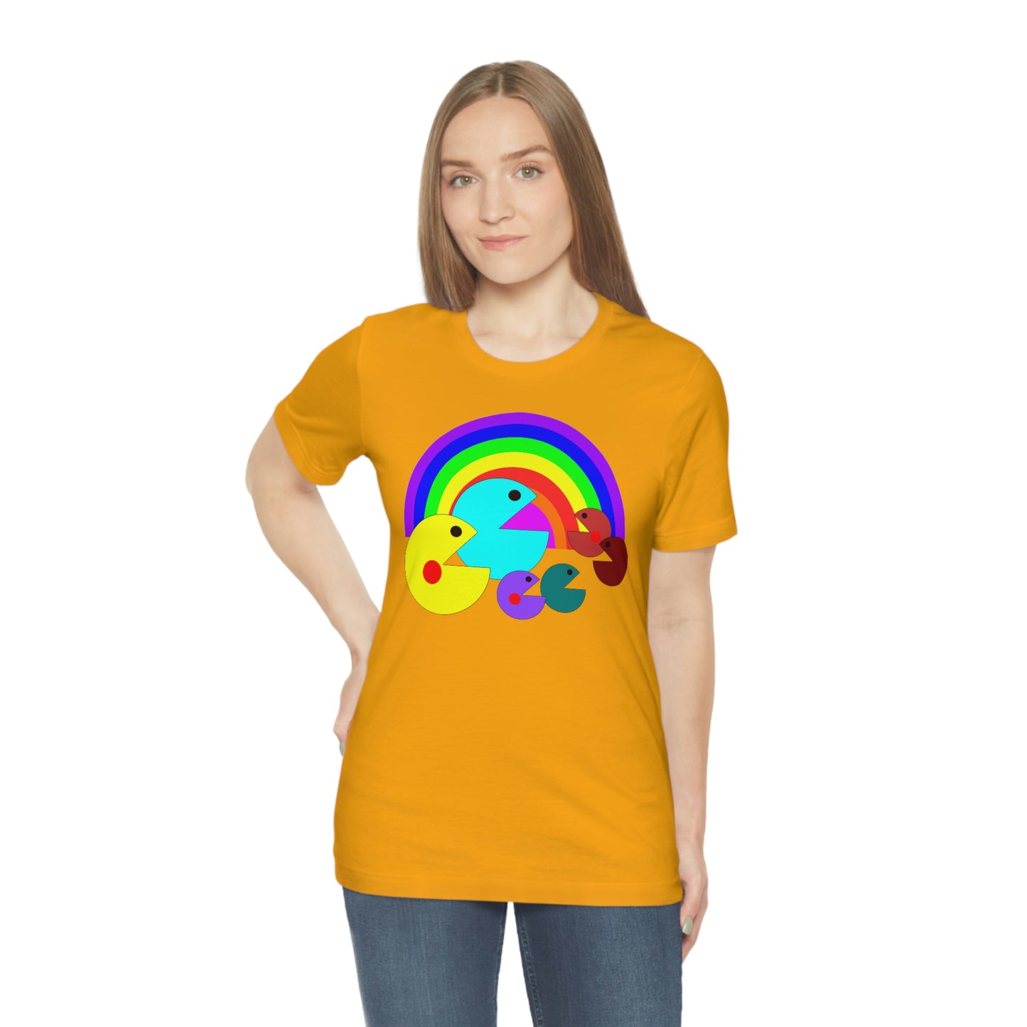 Pac Man Style Rainbow Unisex Jersey Short Sleeve Tee