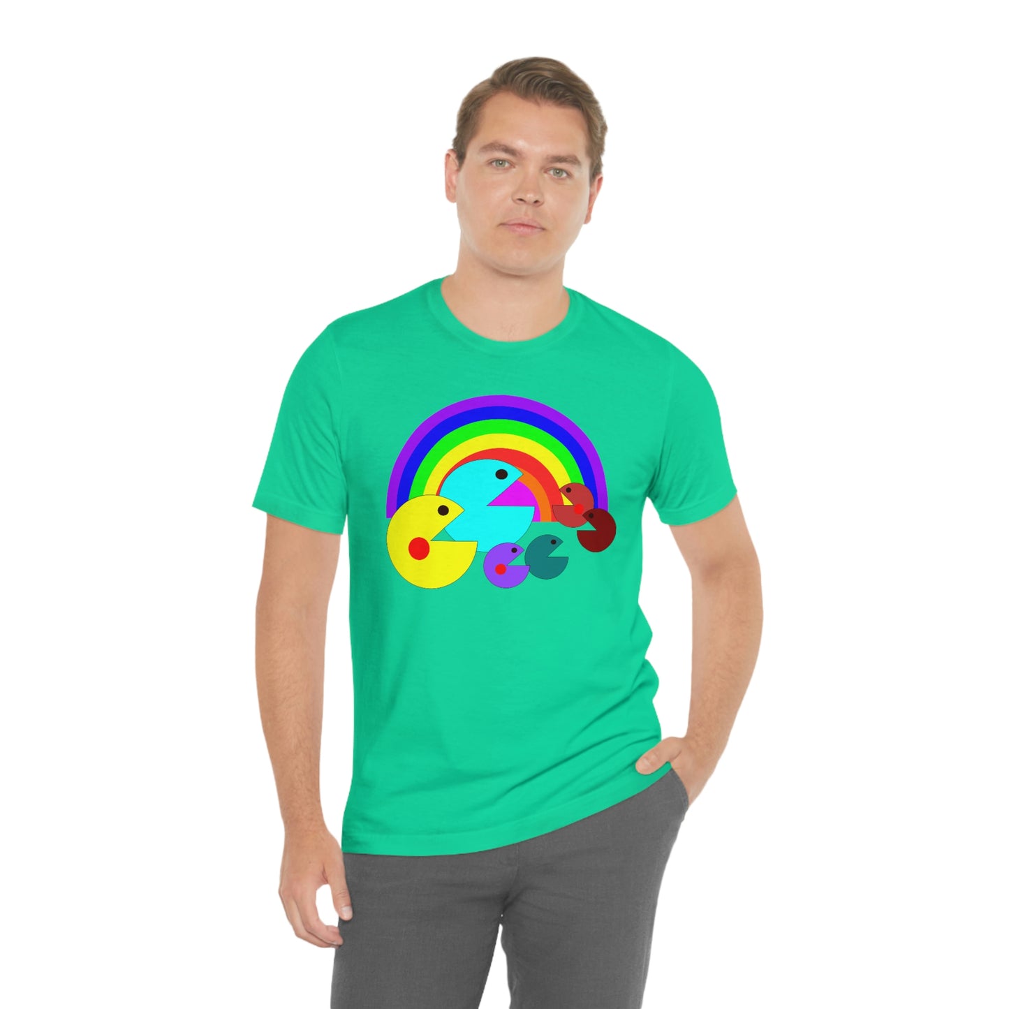 Pac Man Style Rainbow Unisex Jersey Short Sleeve Tee