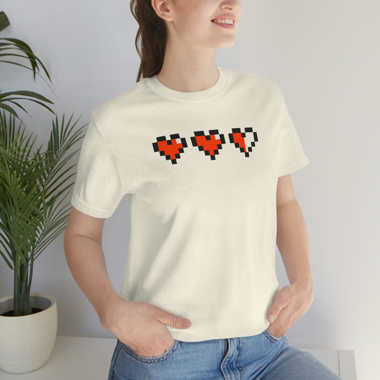 Hearts 2 1/2 8 Bit Style Unisex Jersey Short Sleeve Tee