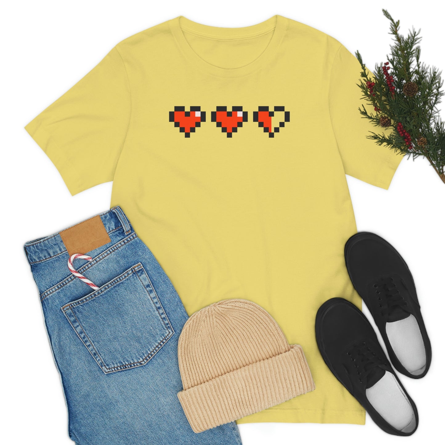 Hearts 2 1/2 8 Bit Style Unisex Jersey Short Sleeve Tee