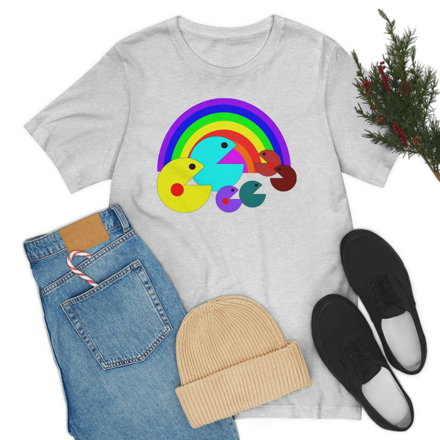 Pac Man Style Rainbow Unisex Jersey Short Sleeve Tee