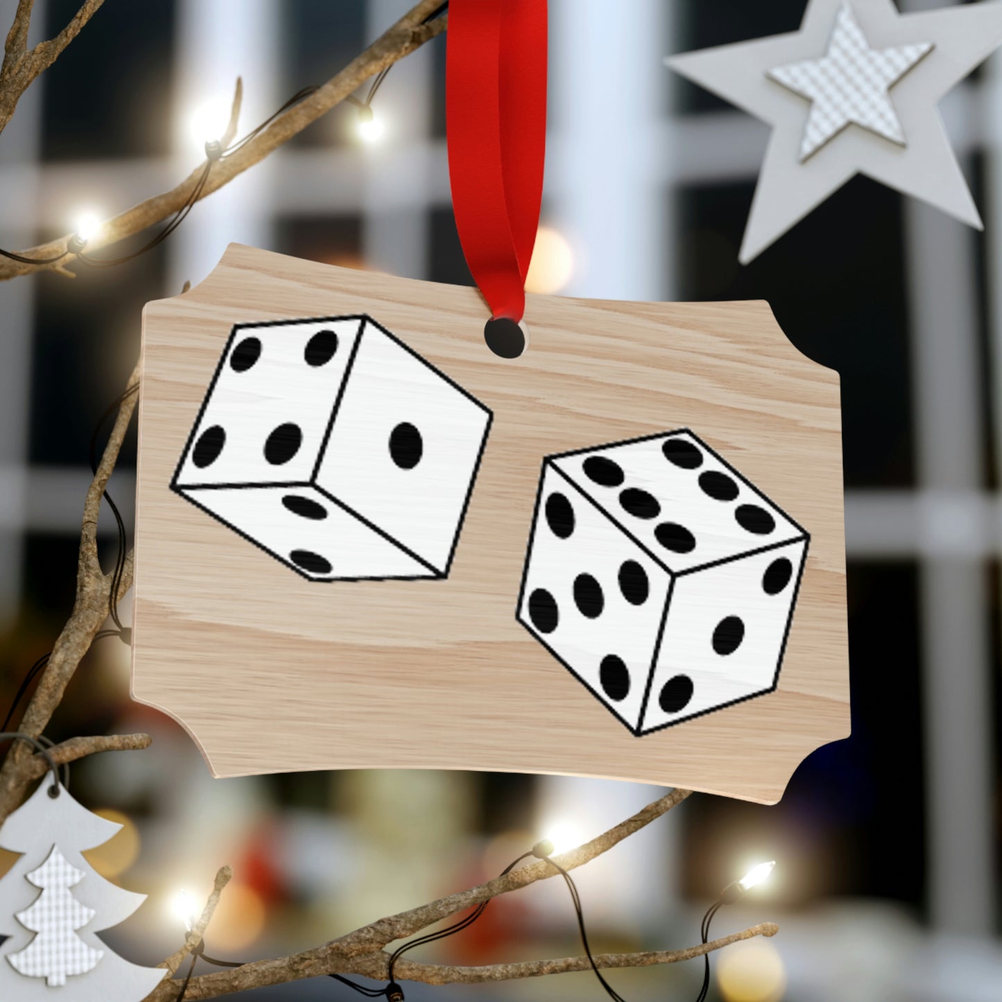 Dice Roll Wooden Christmas Ornaments