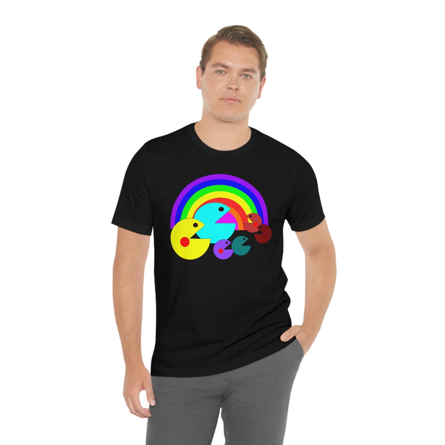 Pac Man Style Rainbow Unisex Jersey Short Sleeve Tee