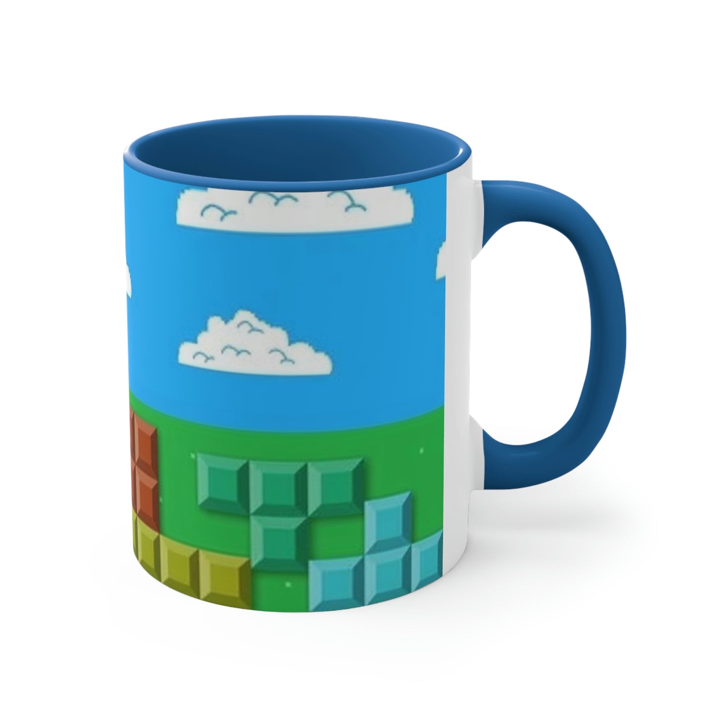 Video Game Tetris Style Scenic Background Accent Coffee Mug, 11oz