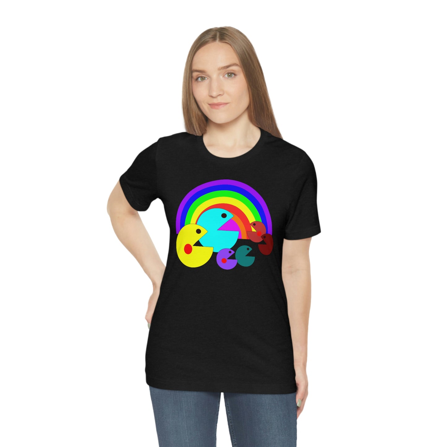 Pac Man Style Rainbow Unisex Jersey Short Sleeve Tee