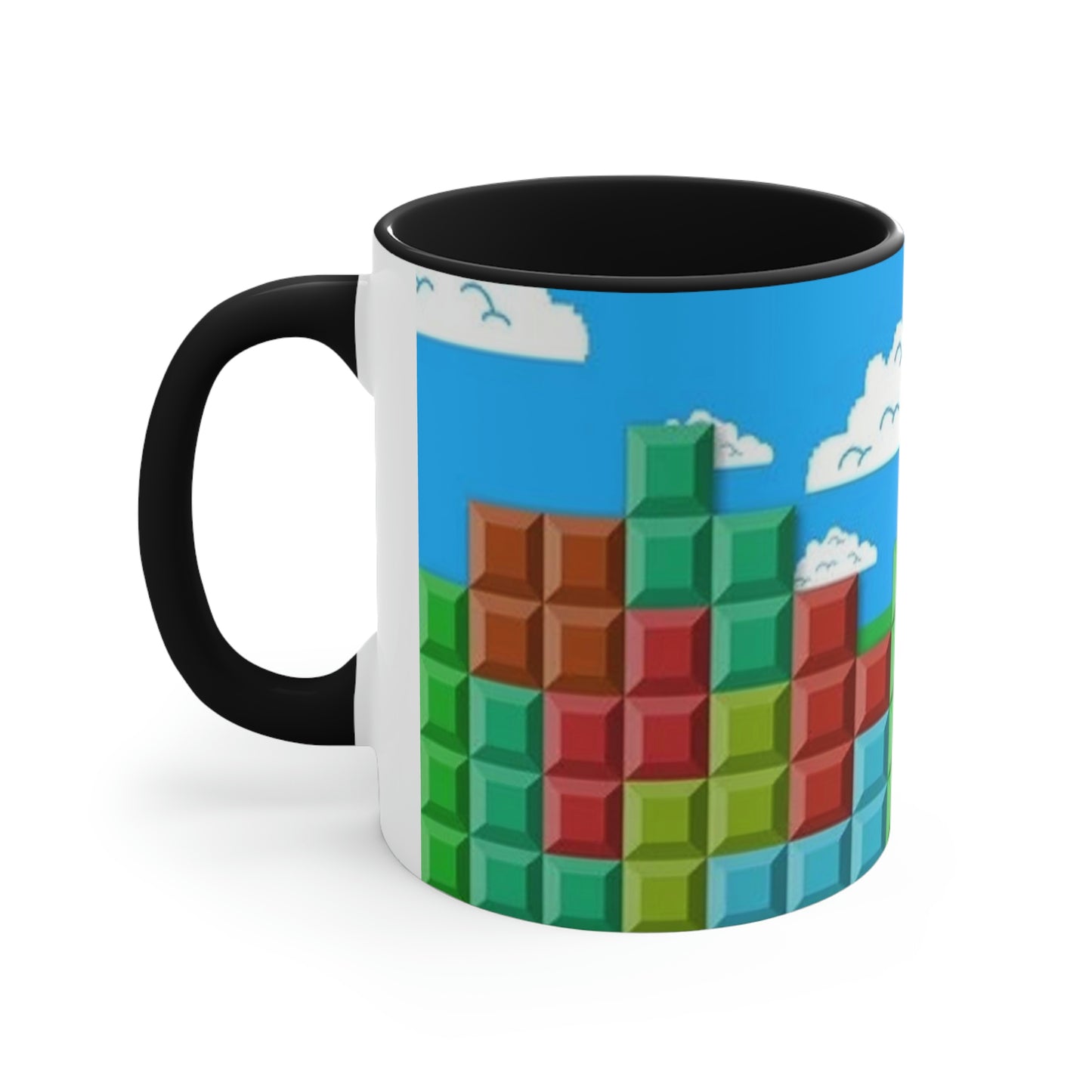 Video Game Tetris Style Scenic Background Accent Coffee Mug, 11oz