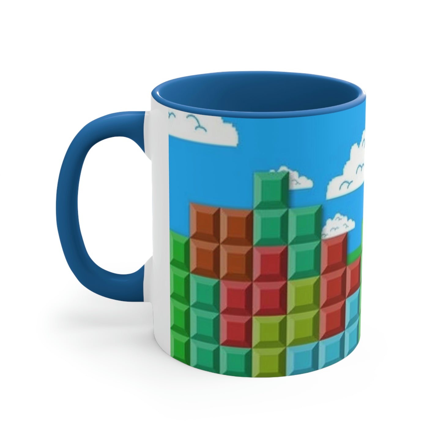 Video Game Tetris Style Scenic Background Accent Coffee Mug, 11oz