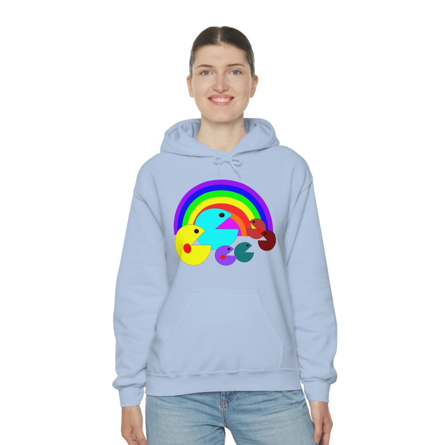 Pac Man Style Ranbow Unisex Hooded Sweatshirt