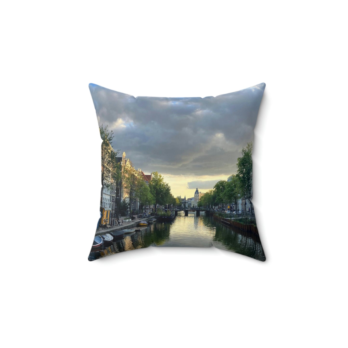 Amsterdam Canals Spun Polyester Square Pillow