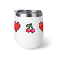Hearts and Cherries 8 Bit Style Copper Vacuum Insulated Cup, 12oz